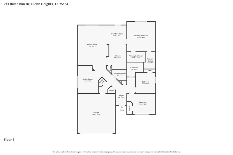3,040/Mo, 711 River Run Dr Glenn Heights, TX 75154 Floor Plan View