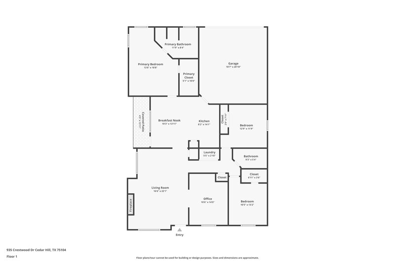 2,190/Mo, 935 Crestwood Dr Cedar Hill, TX 75104 Floor Plan View