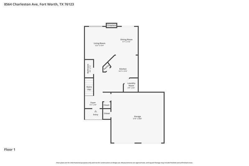 1,875/Mo, 8564 Charleston Avenue Fort Worth, TX 76123 Floor Plan View