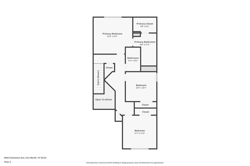 1,840/Mo, 8564 Charleston Avenue Fort Worth, TX 76123 Floor Plan View 2