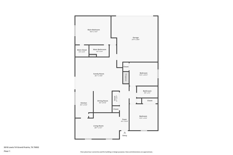 2,355/Mo, 5018 Lewis Trail Grand Prairie, TX 75052 Floor Plan View