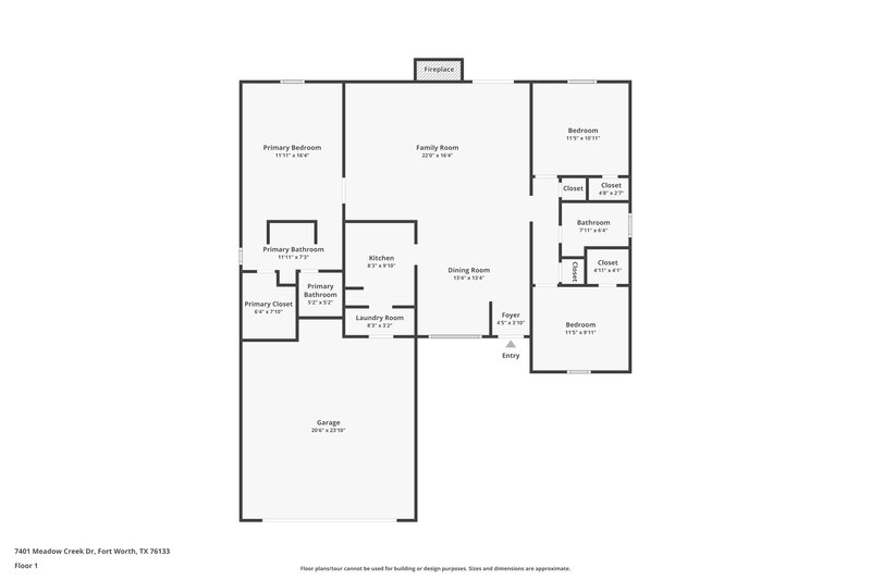 1,830/Mo, 7401 Meadow Creek Drive Fort Worth, TX 76133 Floor Plan View