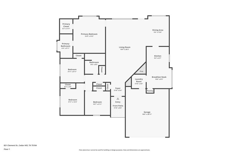 2,210/Mo, 821 Clement Drive Cedar Hill, TX 75104 Floor Plan View