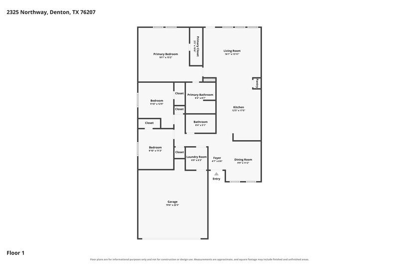 2,100/Mo, 2325 Northway Denton, TX 76207 Floor Plan View