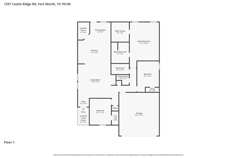 1,865/Mo, 1337 Castle Ridge Road Fort Worth, TX 76140 Floor Plan View