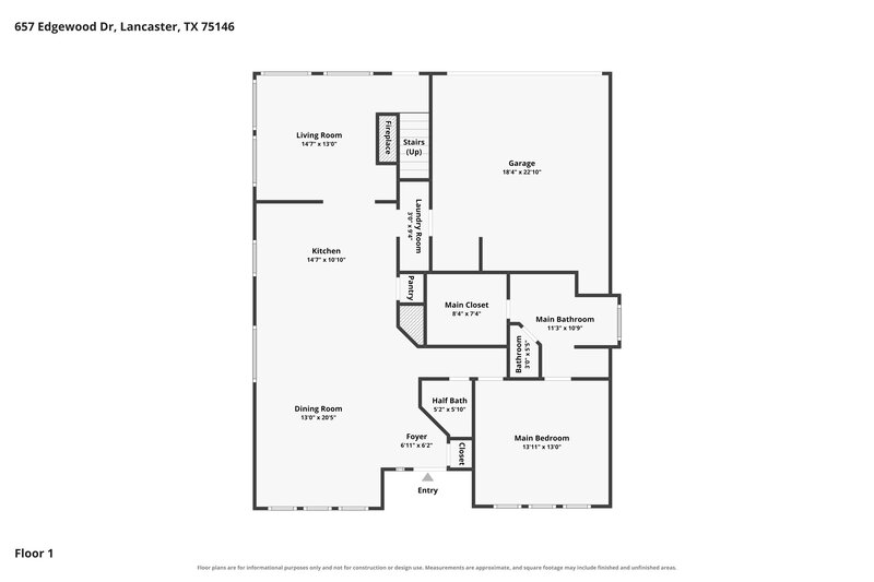 2,260/Mo, 657 Edgewood Dr Lancaster, TX 75146 Floor Plan View