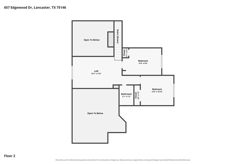 2,260/Mo, 657 Edgewood Dr Lancaster, TX 75146 Floor Plan View 2