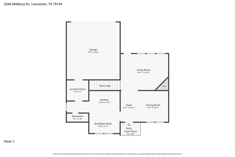 2,240/Mo, 2246 Midbury Dr Lancaster, TX 75134 Floor Plan View