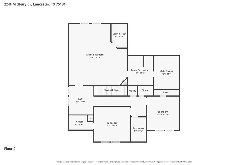 2,240/Mo, 2246 Midbury Dr Lancaster, TX 75134 Floor Plan View 2