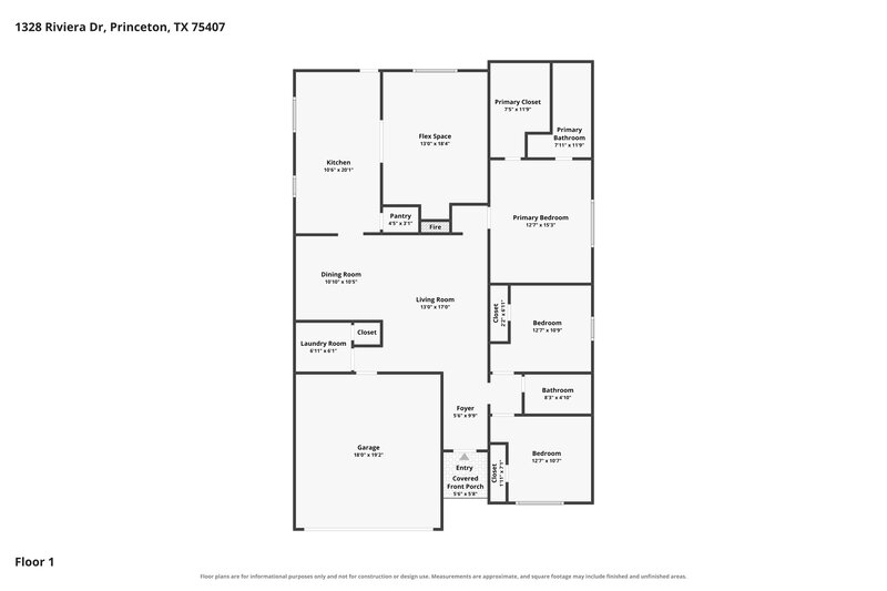2,055/Mo, 1328 Riviera Dr Princeton, TX 75407 Floor Plan View