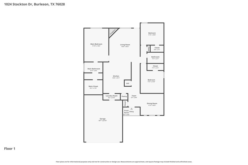 0/Mo, 1024 Stockton Drive Burleson, TX 76028 Floor Plan View