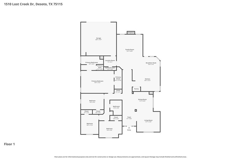2,605/Mo, 1510 Lost Creek Dr DeSoto, TX 75115 Floor Plan View