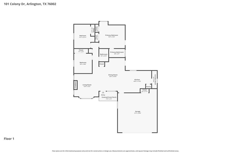 2,365/Mo, 101 Colony Dr Arlington, TX 76002 Floor Plan View