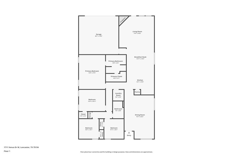 2,225/Mo, 1711 Venus Dr W Lancaster, TX 75134 Floorplan View