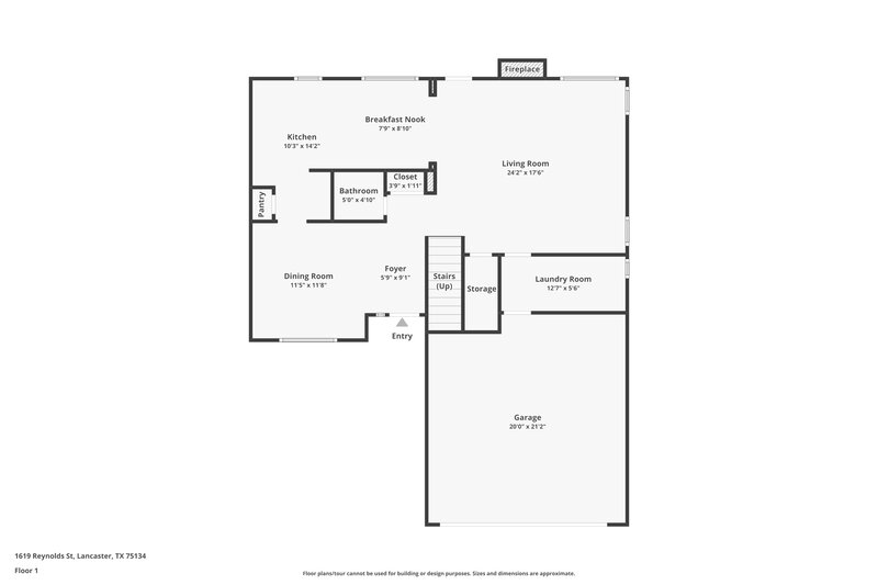 2,240/Mo, 1619 Reynolds St Lancaster, TX 75134 Floor Plan View