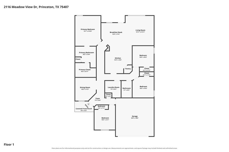 1,745/Mo, 2116 Meadow View Dr Princeton, TX 75407 Floor Plan View