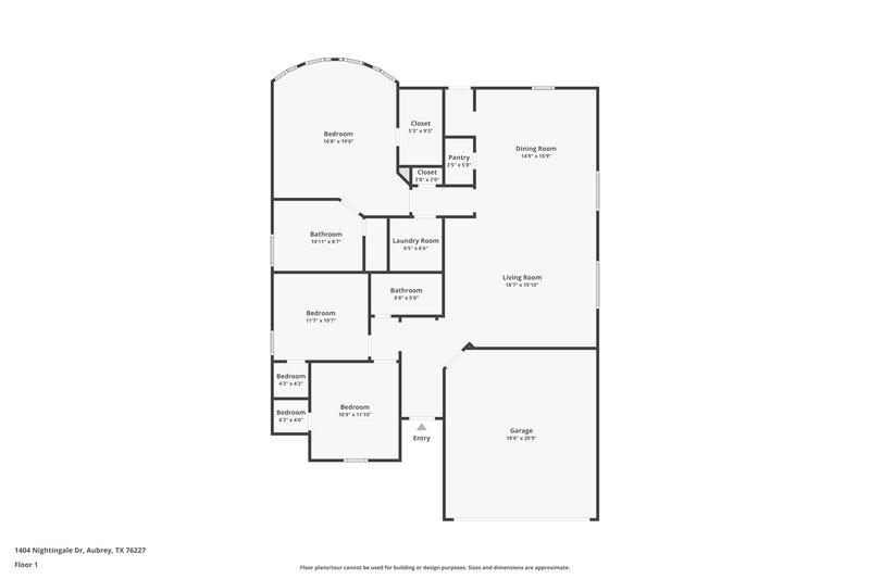1,950/Mo, 1404 Nightingale Dr Aubrey, TX 76227 Floor Plan View