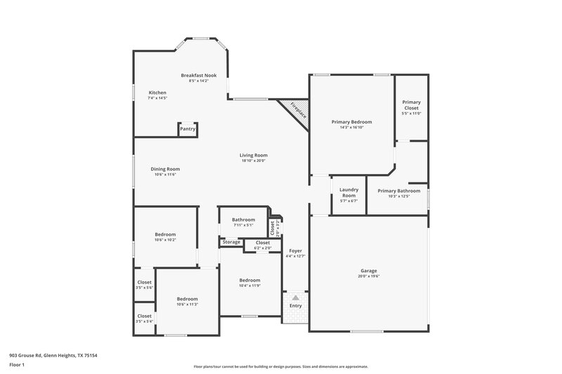 2,210/Mo, 903 Grouse Rd Glenn Heights, TX 75154 Floor Plan View