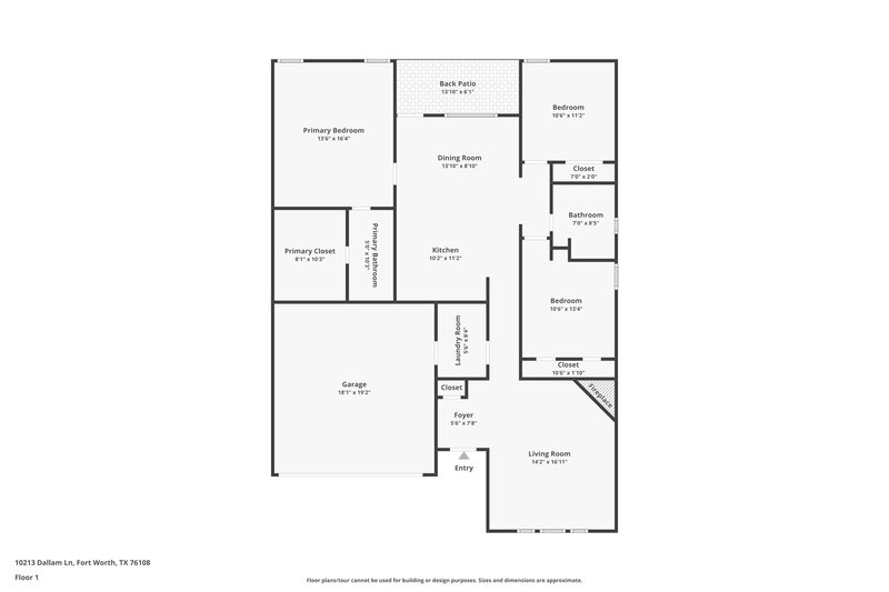 1,805/Mo, 10213 Dallam Lane Fort Worth, TX 76108 Floor Plan View