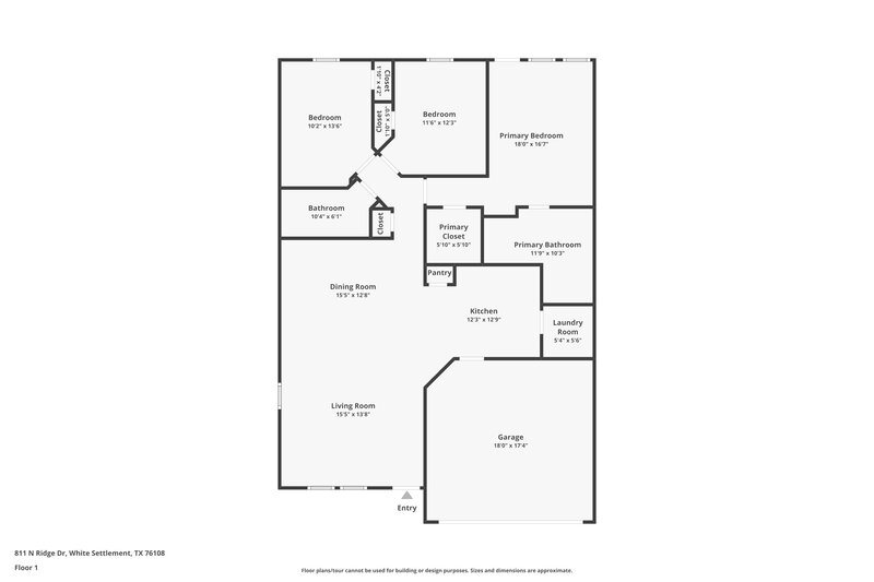 1,825/Mo, 811 N Ridge White Settlement, TX 76108 Floor Plan View