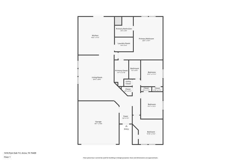 2,135/Mo, 1410 Post Oak Trl Anna, TX 75409 Floor Plan View
