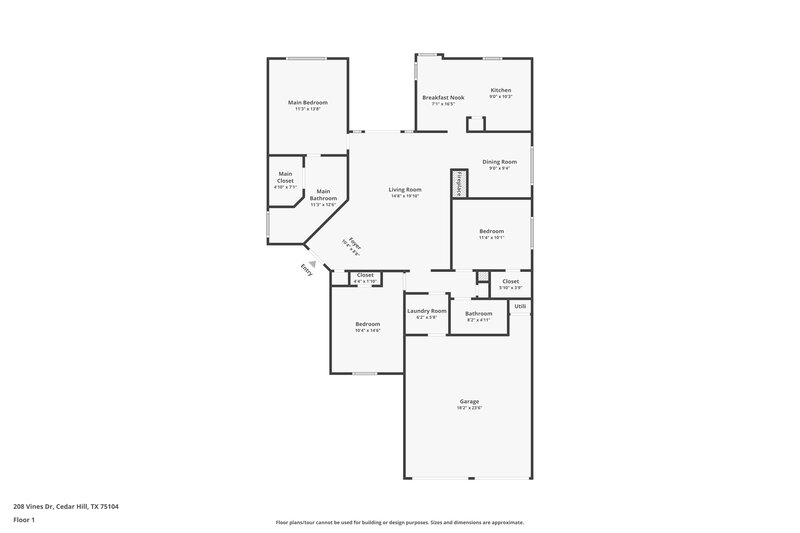1,910/Mo, 208 Vines Dr Cedar Hill, TX 75104 Floor Plan View