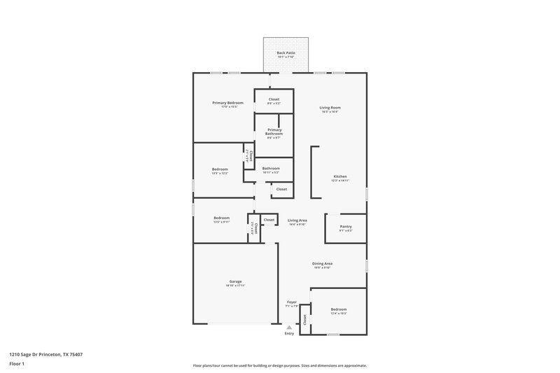 1,870/Mo, 1210 Sage Dr Princeton, TX 75407 Floor Plan View