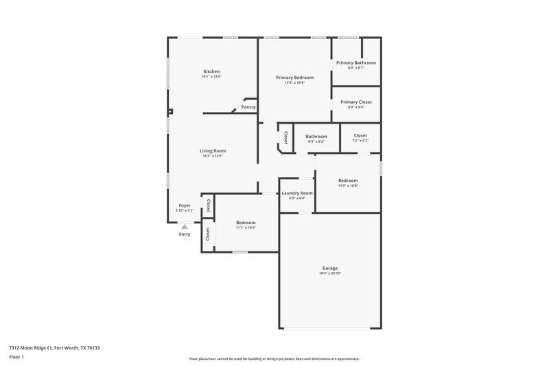 1,890/Mo, 7312 Moon Ridge Court Fort Worth, TX 76133 Floor Plan View