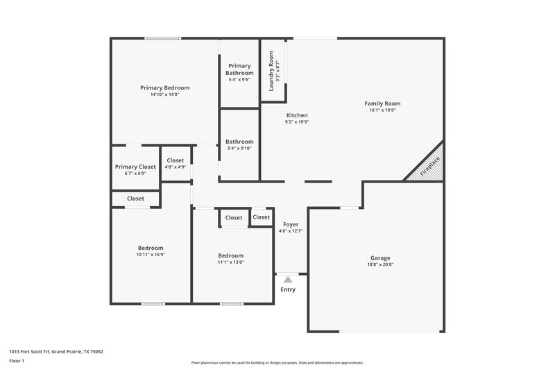 1,880/Mo, 1013 Fort Scott Trail Grand Prairie, TX 75052 Floor Plan View