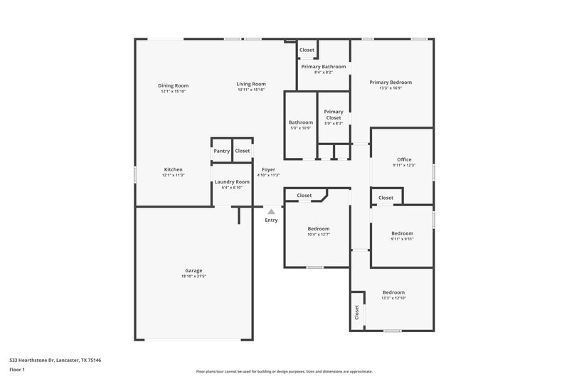 2,250/Mo, 533 Hearthstone Dr Lancaster, TX 75146 Floor Plan View