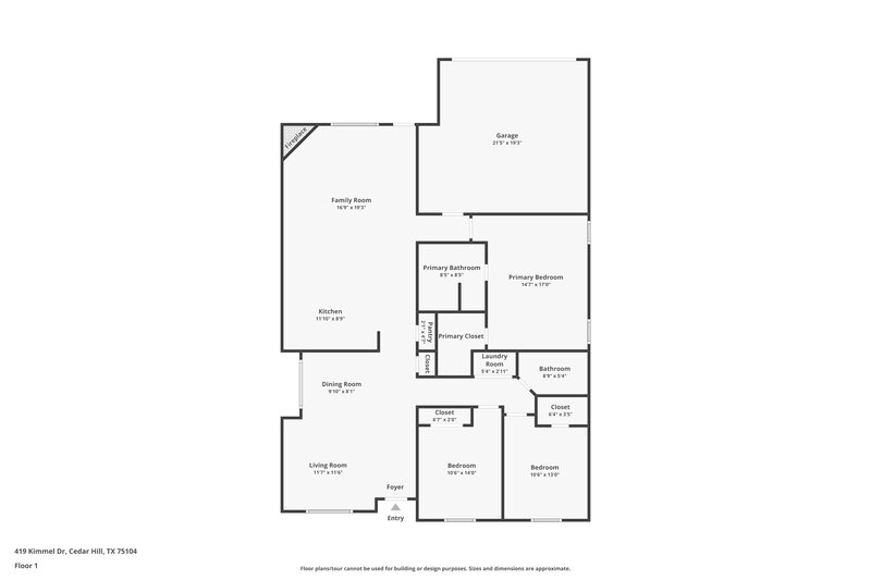 2,370/Mo, 419 Kimmel Dr Cedar Hill, TX 75104 Floor Plan View