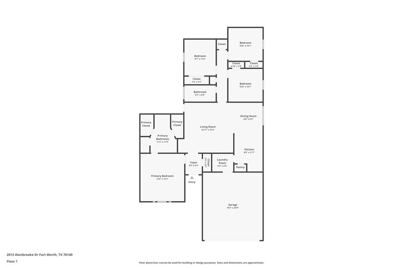 1,920/Mo, 2012 Alanbrooke Dr Fort Worth, TX 76140 Floor Plan View