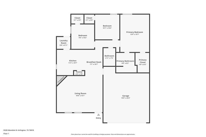 2,060/Mo, 5528 Edendale Drive Arlington, TX 76018 Floor Plan View