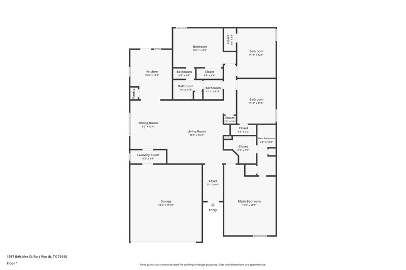 2,245/Mo, 1937 Belshire Ct Fort Worth, TX 76140 Floor Plan View
