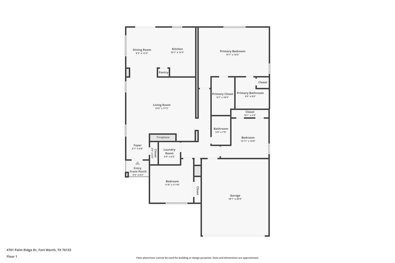 1,895/Mo, 4701 Palm Ridge Dr Fort Worth, TX 76133 Floor Plan View