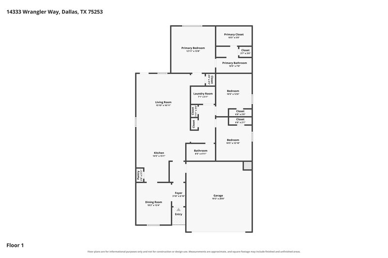 2,035/Mo, 14333 Wrangler Way Dallas, TX 75253 Floor Plan View