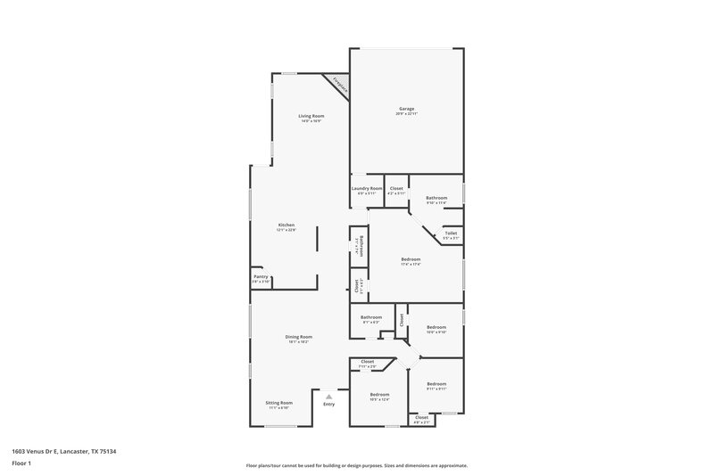 2,135/Mo, 1603 Venus Dr E Lancaster, TX 75134 Floor Plan View