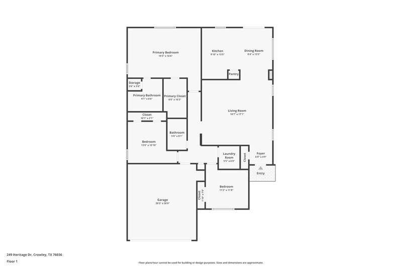 1,850/Mo, 249 Heritage Drive Crowley, TX 76036 Floor Plan View