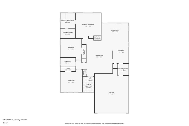 2,035/Mo, 316 Willow St Crowley, TX 76036 Floor Plan View