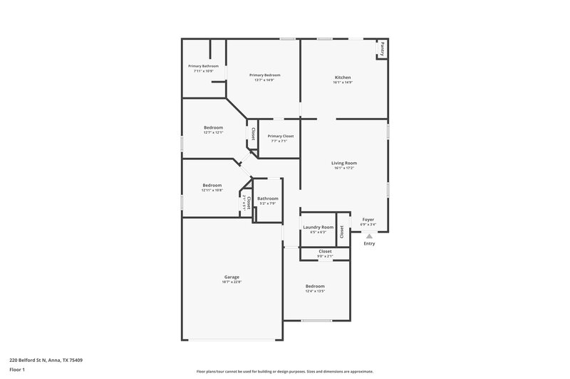 1,855/Mo, 220 Belford St N Anna, TX 75409 Floor Plan View