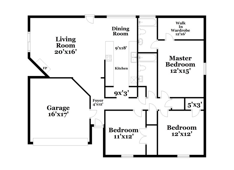 2,225/Mo, 5506 Marquette St Arlington, TX 76018 Floor Plan View