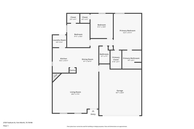 2,060/Mo, 2729 Yoakum St Fort Worth, TX 76108 Floor Plan View
