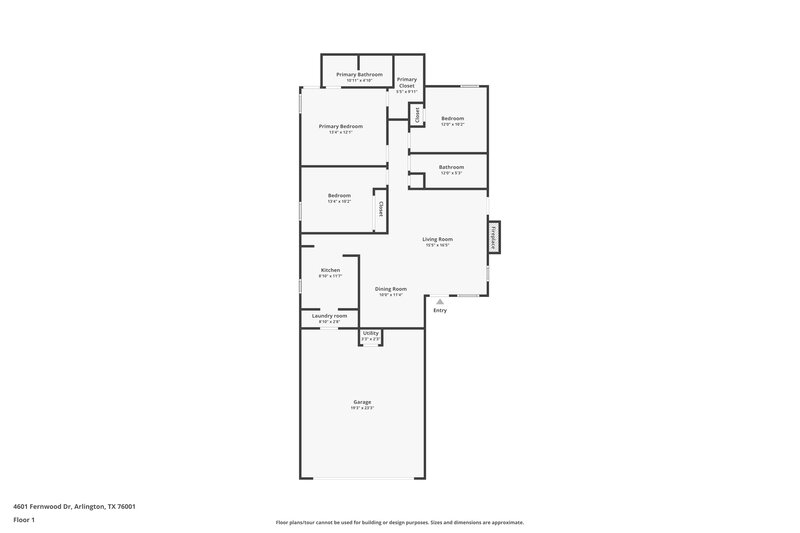 2,125/Mo, 4601 Fernwood Dr Arlington, TX 76001 Floor Plan View