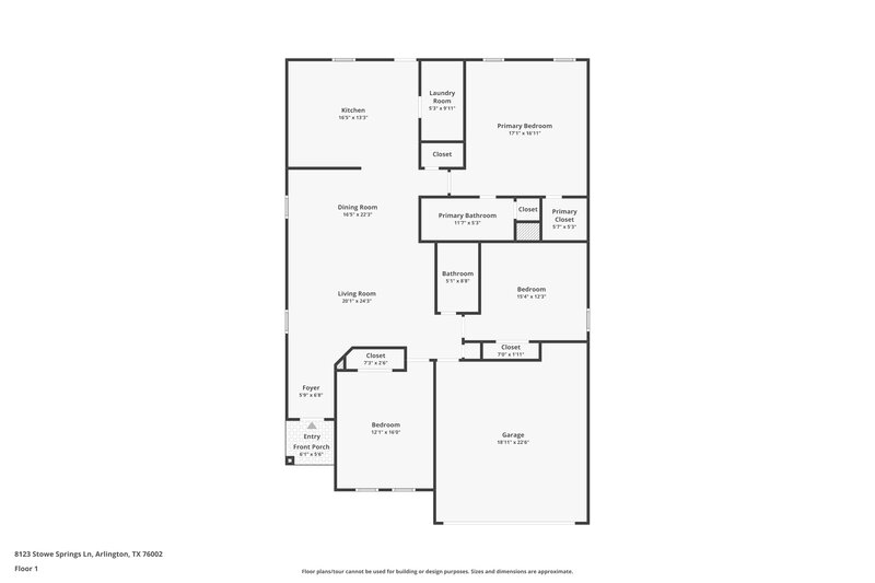 2,260/Mo, 8123 Stowe Springs Ln Arlington, TX 76002 Floor Plan View