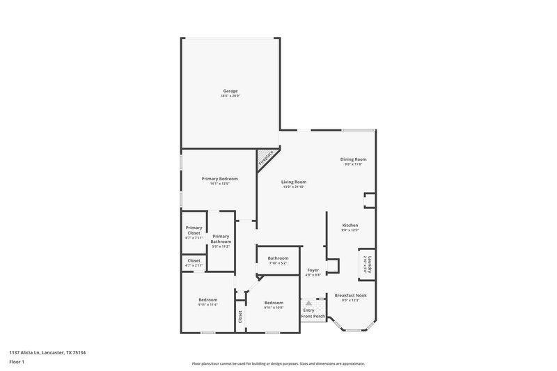 1,950/Mo, 1137 Alicia Ln Lancaster, TX 75134 Floor Plan View