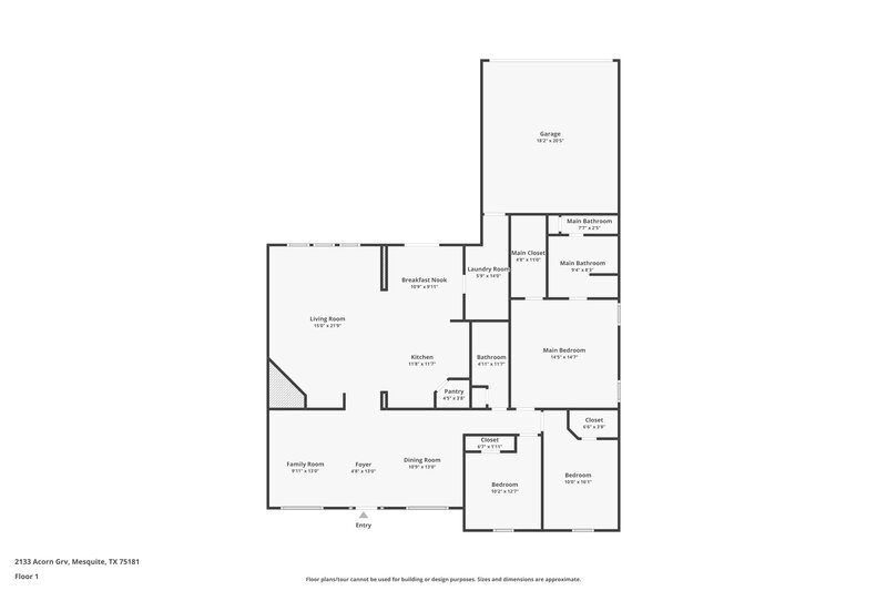 1,890/Mo, 2133 Acorn Grove Mesquite, TX 75181 Floor Plan View