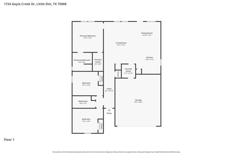 2,115/Mo, 1724 Gayla Creek Dr Little Elm, TX 75068 Floor Plan View