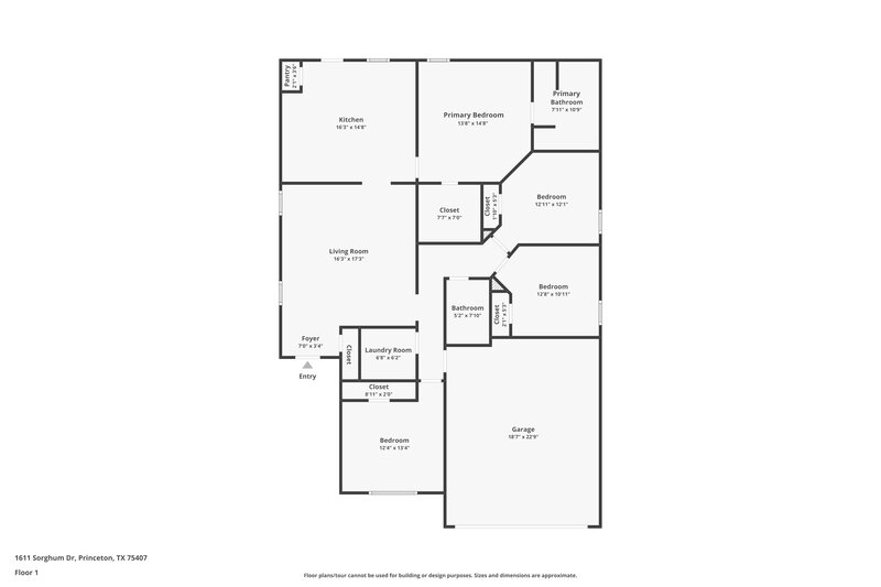 1,990/Mo, 1611 Sorghum Dr Princeton, TX 75407 Floor Plan View