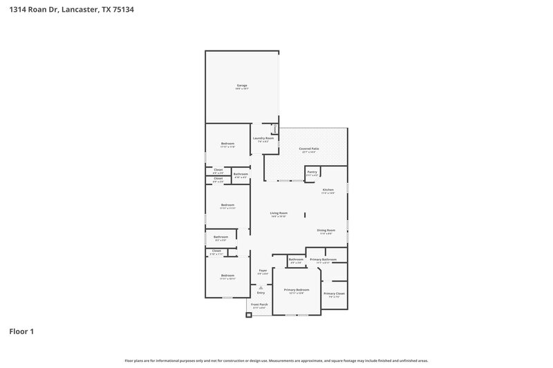 2,430/Mo, 1314 Roan Dr Lancaster, TX 75134 Floor Plan View