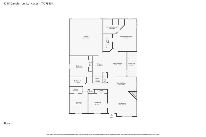 2,295/Mo, 1748 Cansler Lane Lancaster, TX 75134 Floor Plan View